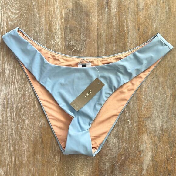 J Crew Swimsuit Size Medium Curved‎ Waist Cheeky Bikini Bottom Light Blue - Picture 2 of 6
